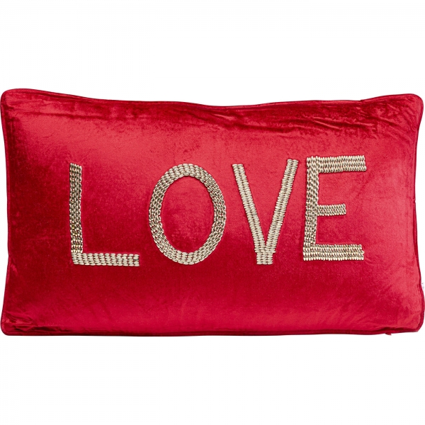 KARE Design Dekorativní polštář Beads Love - červený, 35x60cm