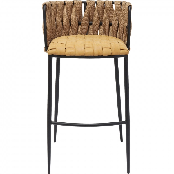 KARE Design Hnědá polstrovaná barová židle Cheerio