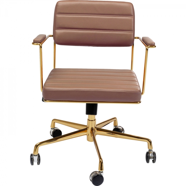 KARE Design Hnědá polstrovaná kancelářská židle Dottore