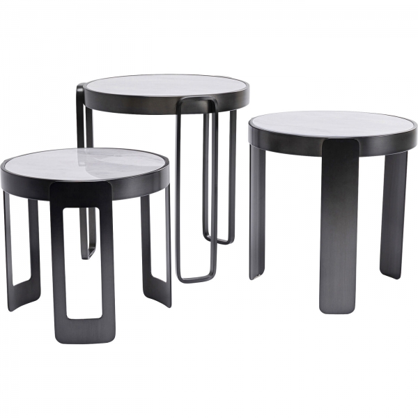 KARE Design Konferenční stolek Perelli - černý (set 3 kusů)