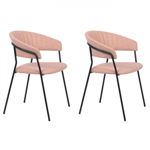 KARE Design Růžová polstrovaná jídelní židle Belle (set 2 kusů)