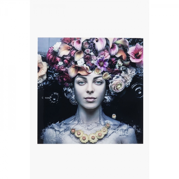 KARE Design Skleněný obraz Flower Art Lady 80×80cm