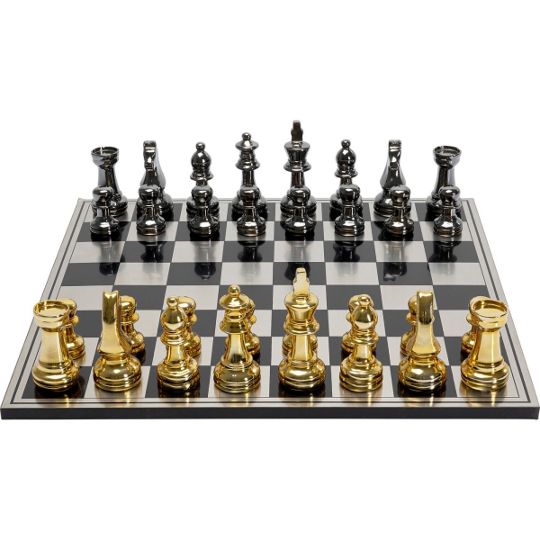 KARE Design Šachy na ocelové šachovnici 60cm