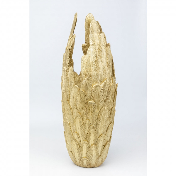 Vysoká zlatá váza s rytinou Feathers Gold 91cm