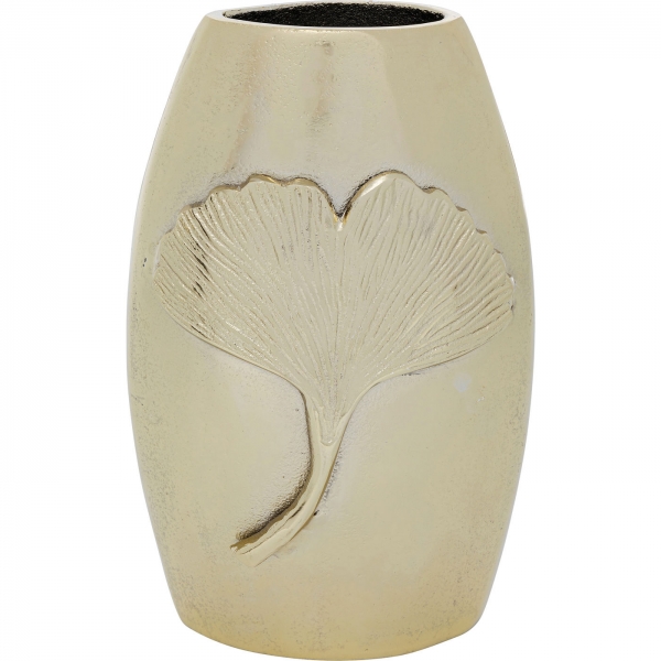Zlatá hliníková váza Gingko Leaf 29cm