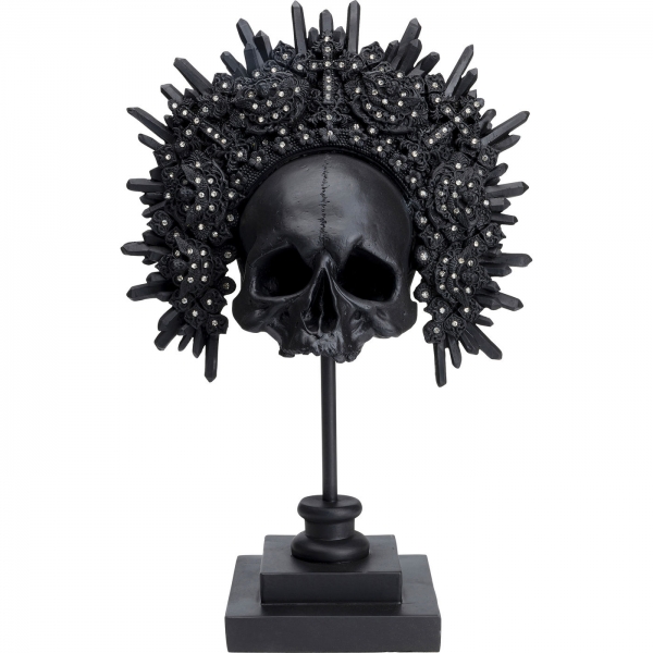Levně KARE Design Dekorace Lebka s korunou - černá, 49cm