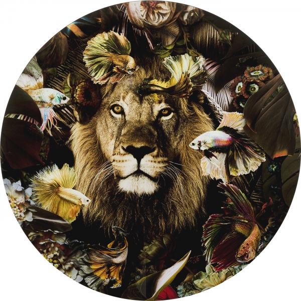 KARE Design Skleněný obraz Curious Lion Ø100cm
