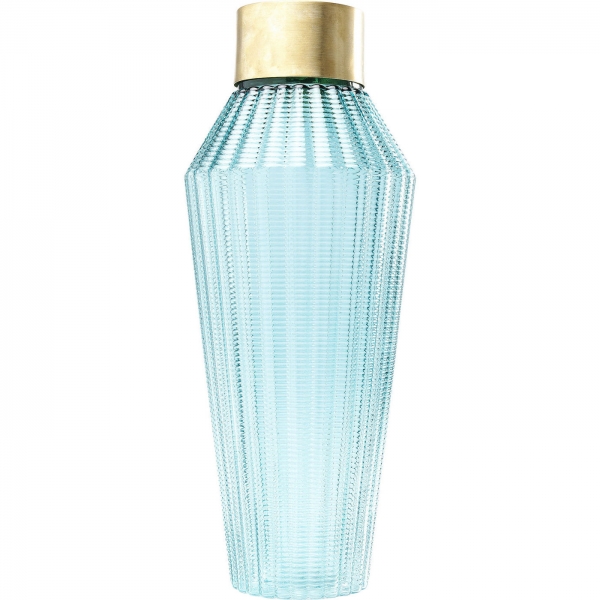 Levně KARE Design Modrá skleněná váza Barfly 43 cm