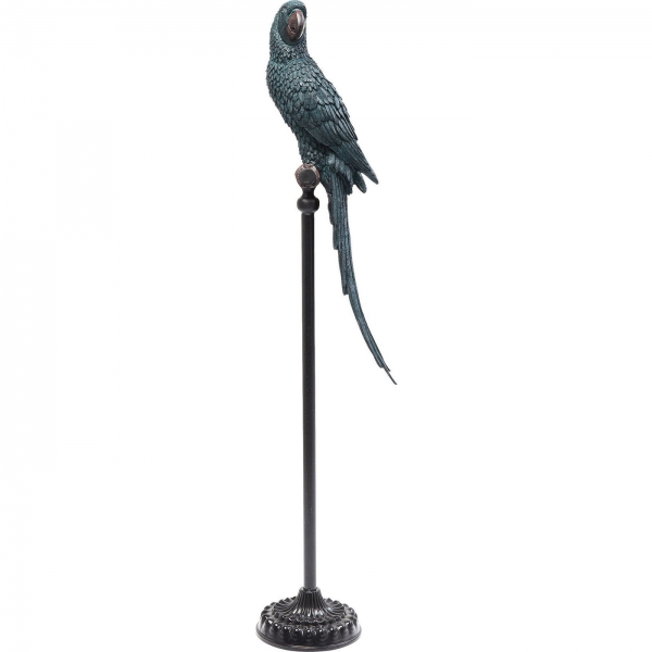 KARE Design Socha Papoušek na bidýlku Tyrkysový 116cm