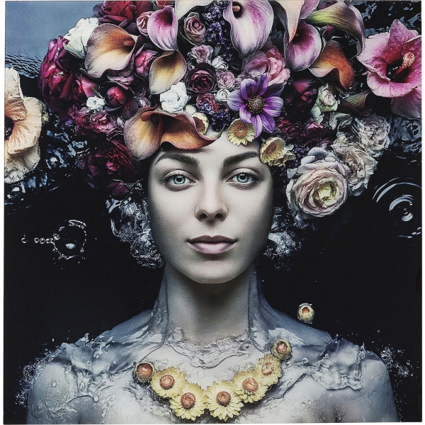 KARE Design Skleněný obraz Flower Art Lady 120×120cm