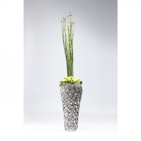 Levně KARE Design Stříbrná kameninová váza Rose Multi Chrome Big 45cm