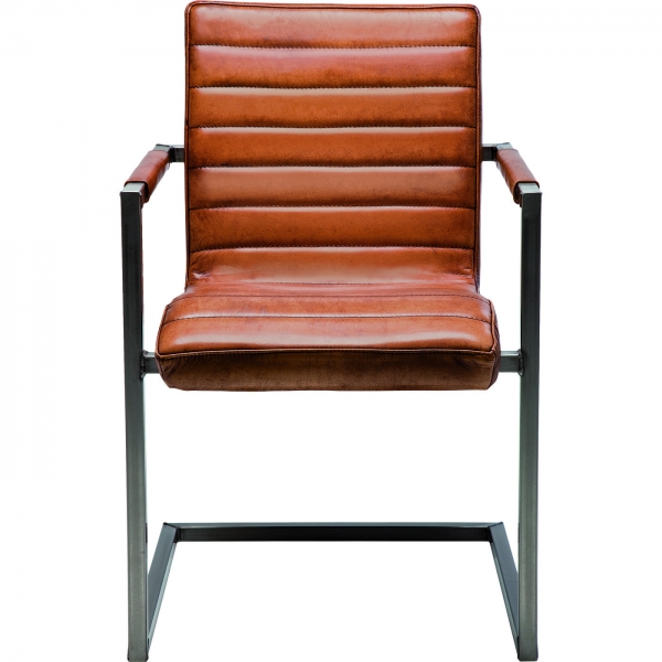 KARE Design Kožená čalouněná židle s područkami Riffle Buffalo