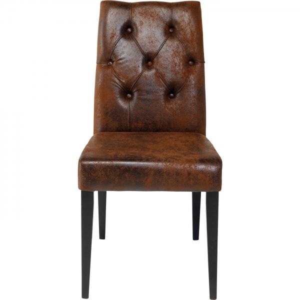 KARE Design Hnědá čalouněná jídelní židle Casual Buttons Vintage