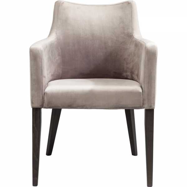 KARE Design Šedá čalouněná židle s područkami Black Mode Velvet