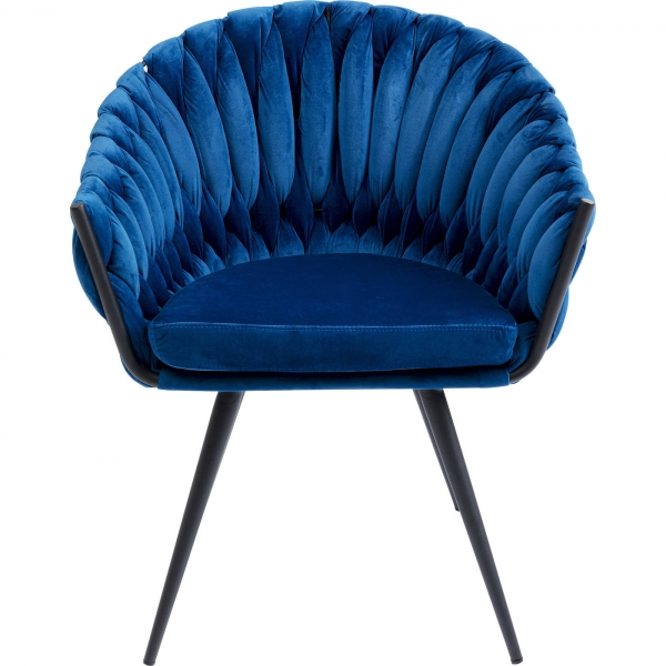 KARE Design Modrá polstrovaná židle s područkami Knot