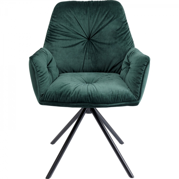 KARE Design Zelená čalouněná židle s područkami Mila