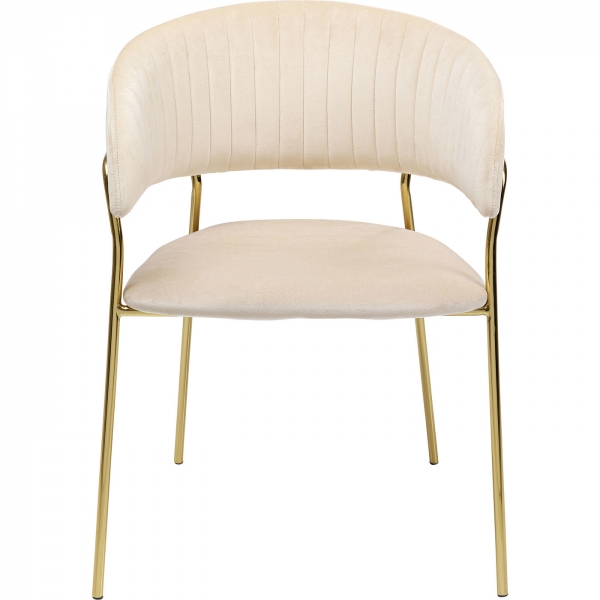 KARE Design Krémová polstrovaná židle s područkami Belle (set 2 ks)