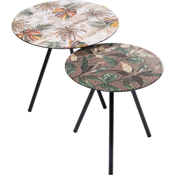 Levně KARE Design Odkládací stolek Blooming Leaves (set 2 kusů)