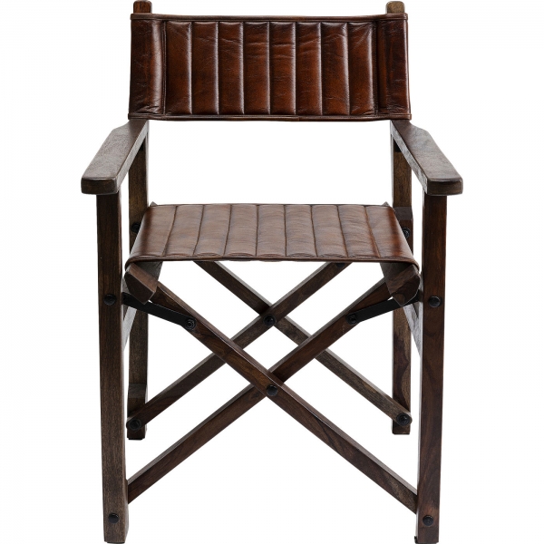 Levně KARE Design Kožená jídelní židle Twist - hnědá