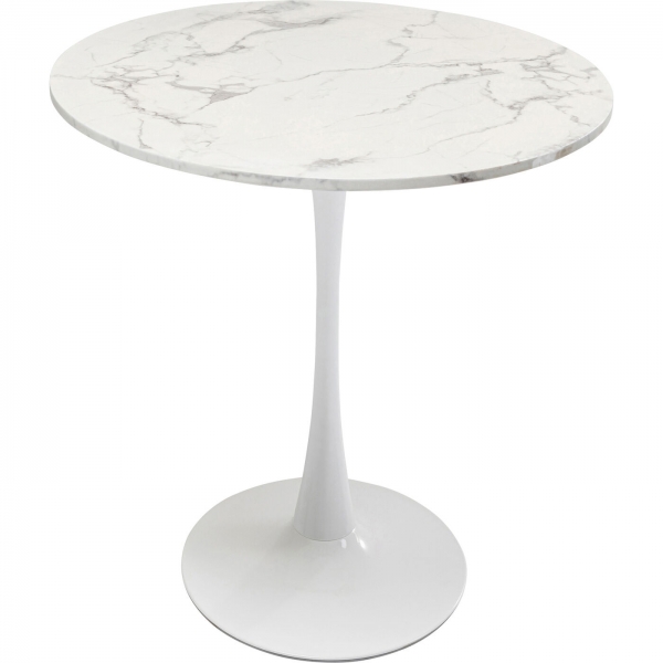 KARE Design Kulatý jídelní stůl - mramorový, bílý, Ø80cm